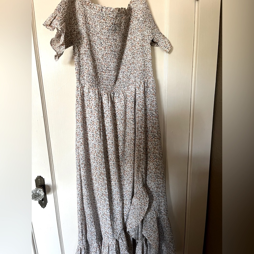 White floral off the shoulder dress